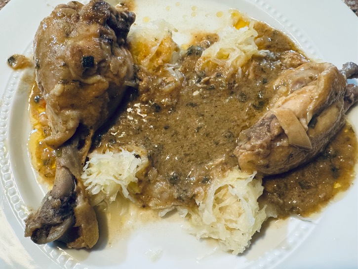 Photo from &ldquo;Dinna was chicken stew served over a bed of sourcrout&rdquo;